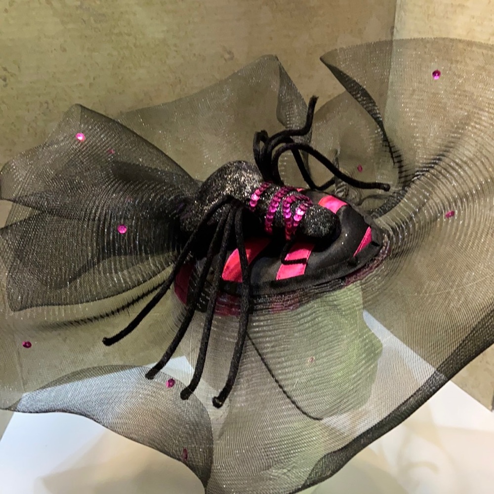 Department 56 Vintage Pink and Black Spider Hat